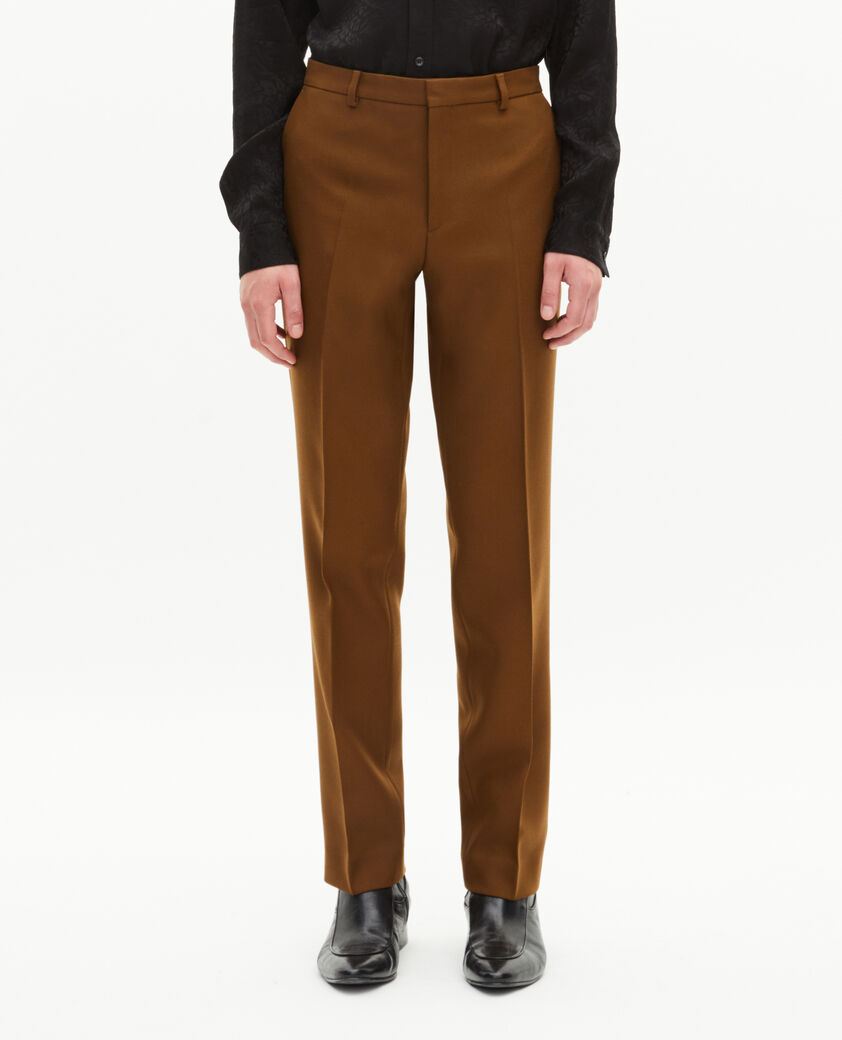 The Kooples HOMME TABACCO pantalon de costume droit en laine marron