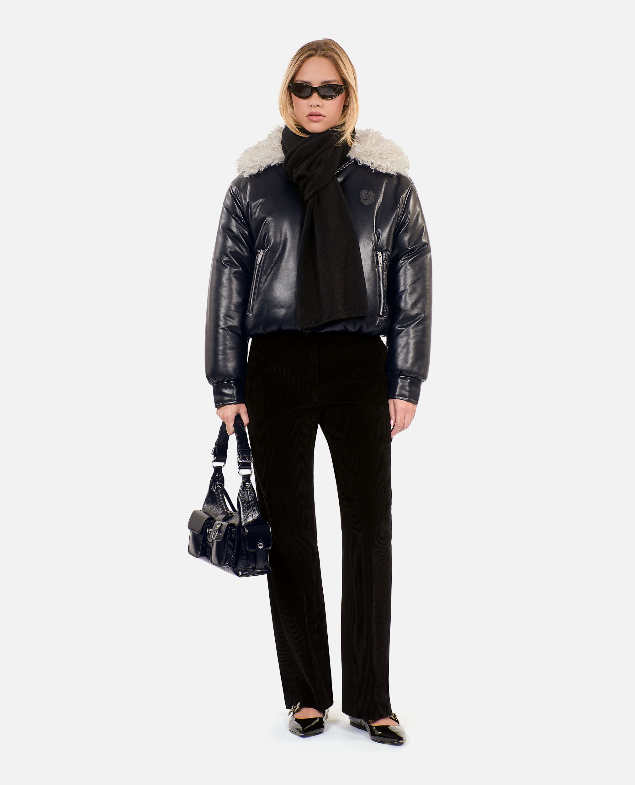 Black leather-effect jacket, BLACK, hi-res image number null