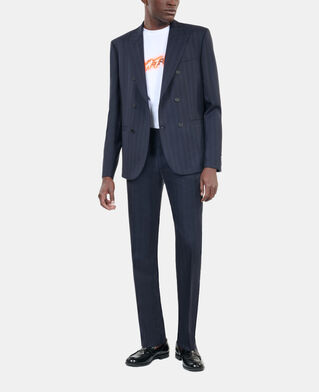 The Kooples HOMME NAVY veste de costume à rayures bleues