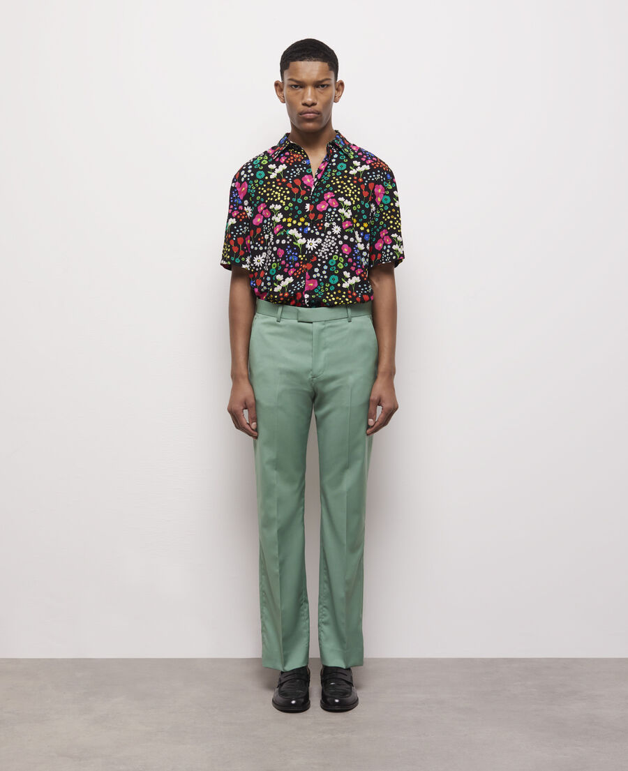 green wool suit pants