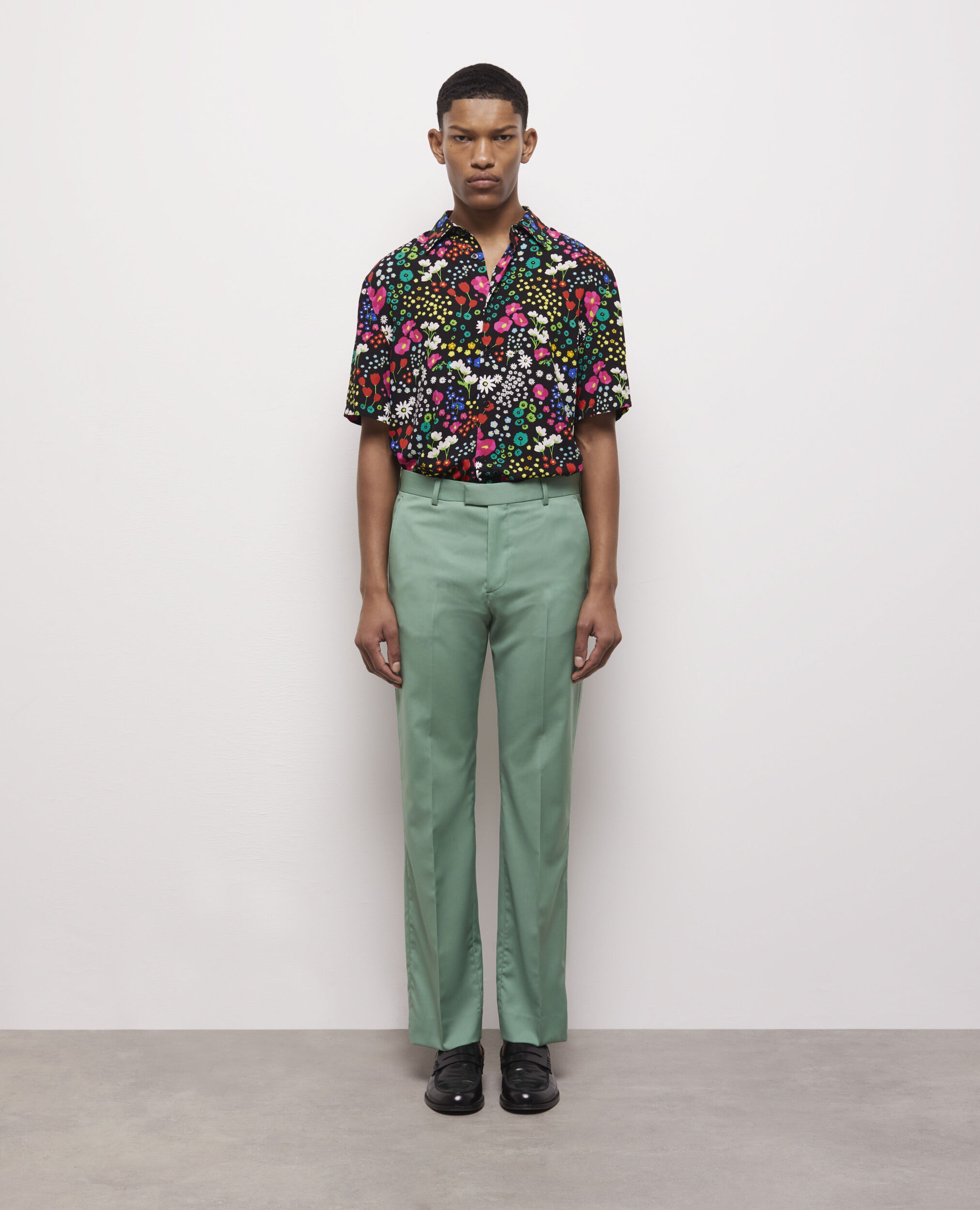 Green wool suit pants, GREEN, hi-res image number null