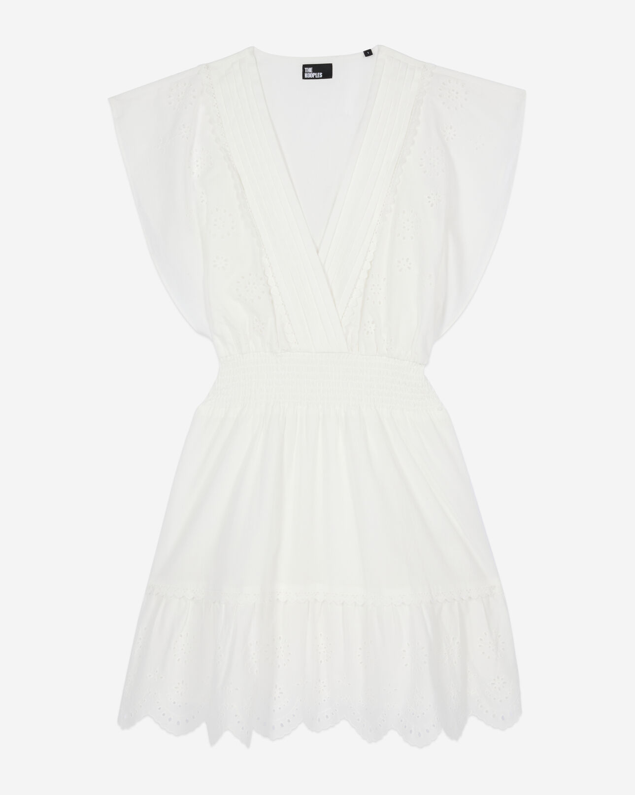 The Kooples DAMEN WHITE kurzes, weißes kleid mit englischer stickerei