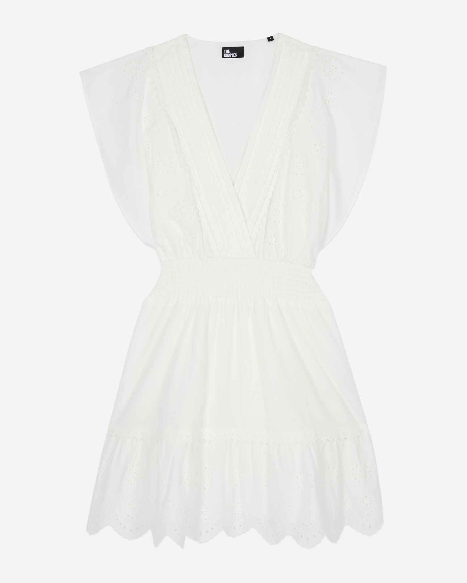Kurzes, weißes Kleid mit englischer Stickerei, WHITE, hi-res image number null