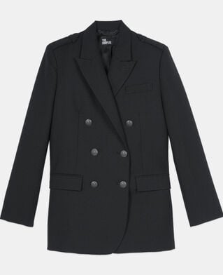 The Kooples FEMME BLACK veste tailleur en laine mélangée noire