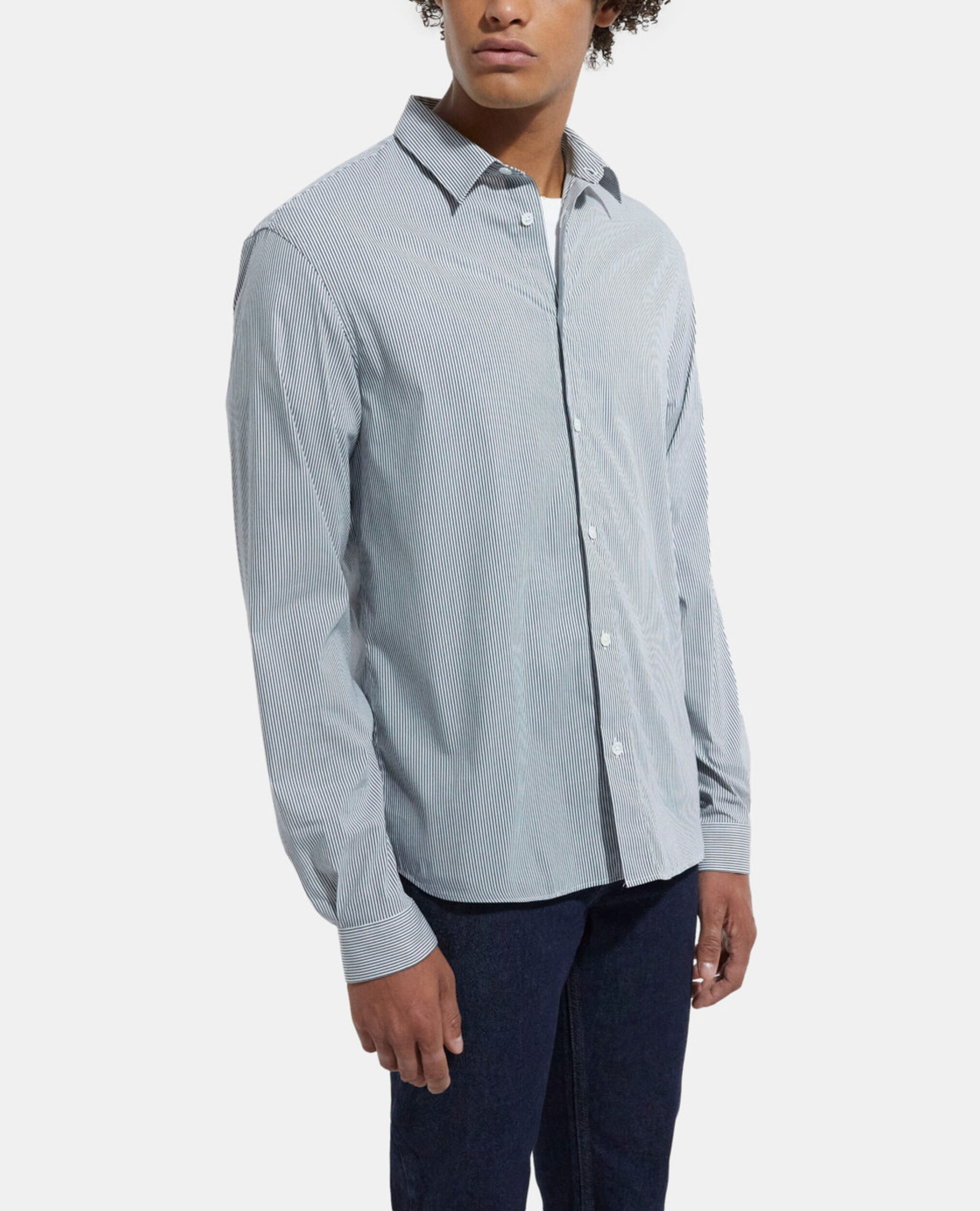 Hemd mit Streifen und Klassischer Kragen, GREY-WHITE, hi-res image number null