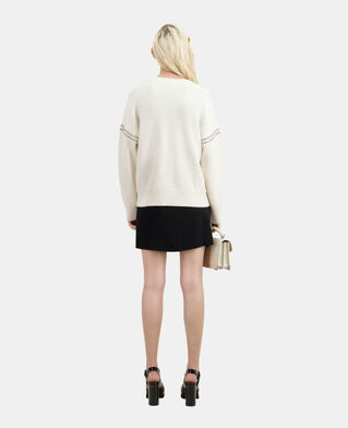 The Kooples FEMME ECRU pull en cachemire côtelés avec studs écru