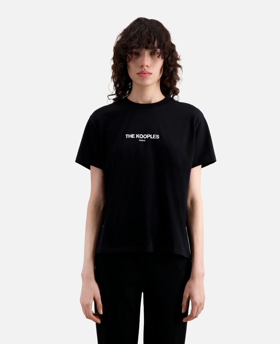 schwarzes t-shirt mit logo für damen