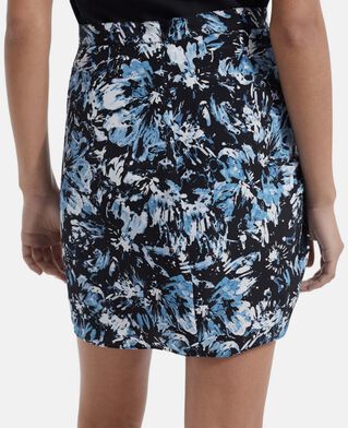 The Kooples FEMME BLUE WHITE jupe courte portefeuille soie imprimée