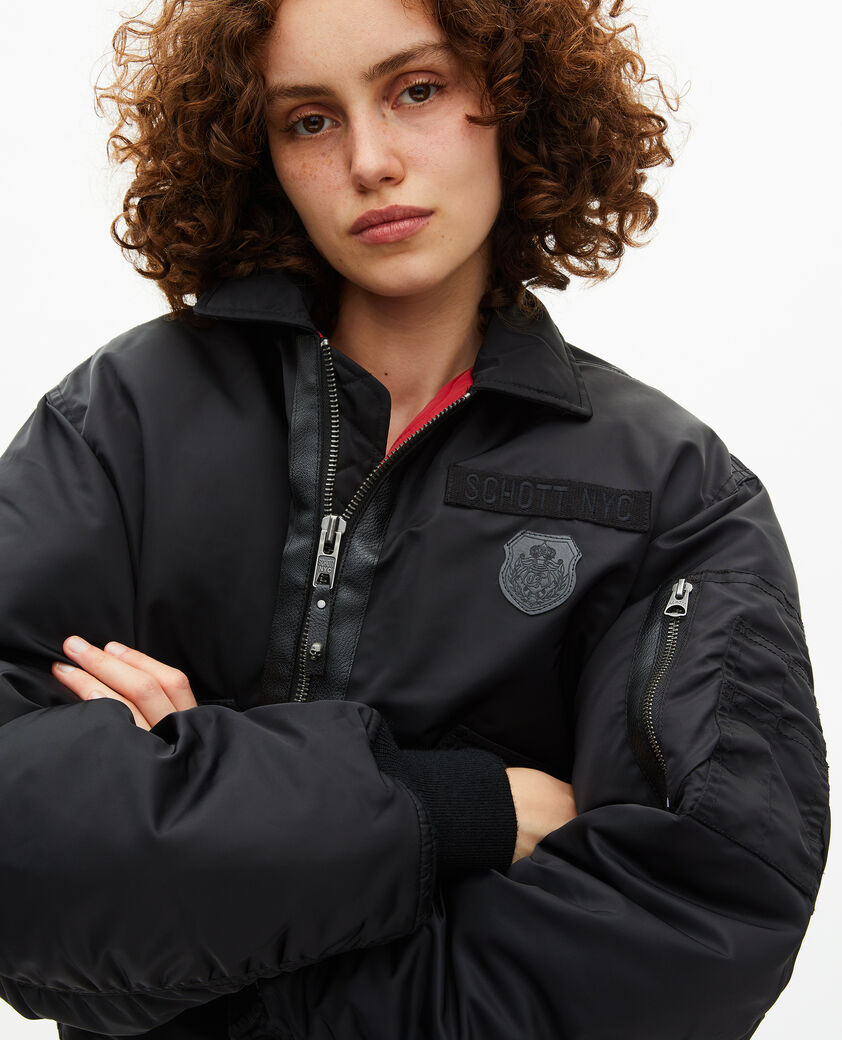 The Kooples DAMEN BLACK schwarze bomberjacke von the kooples x schott nyc