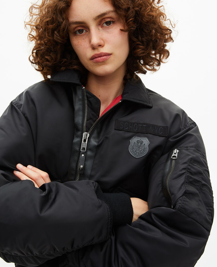 The Kooples FEMME BLACK bomber noir the kooples x schott nyc