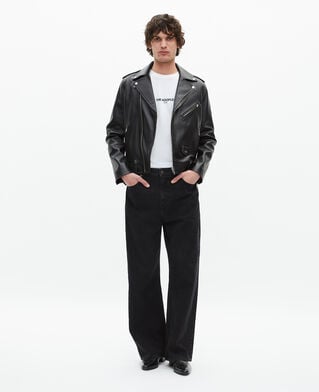 The Kooples HOMME BLACK blouson biker en cuir noir