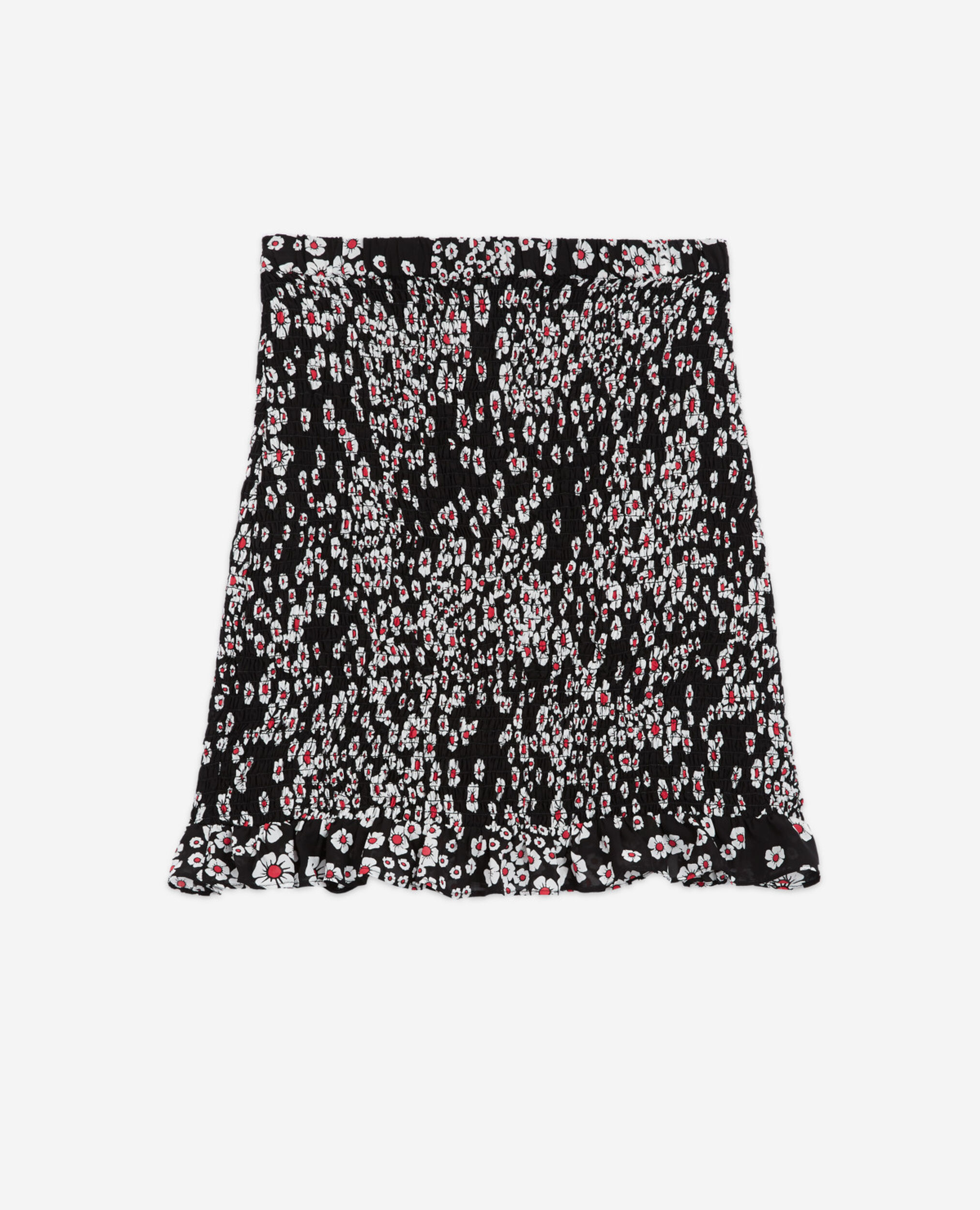 Short black floral skirt, BLACK / PINK, hi-res image number null