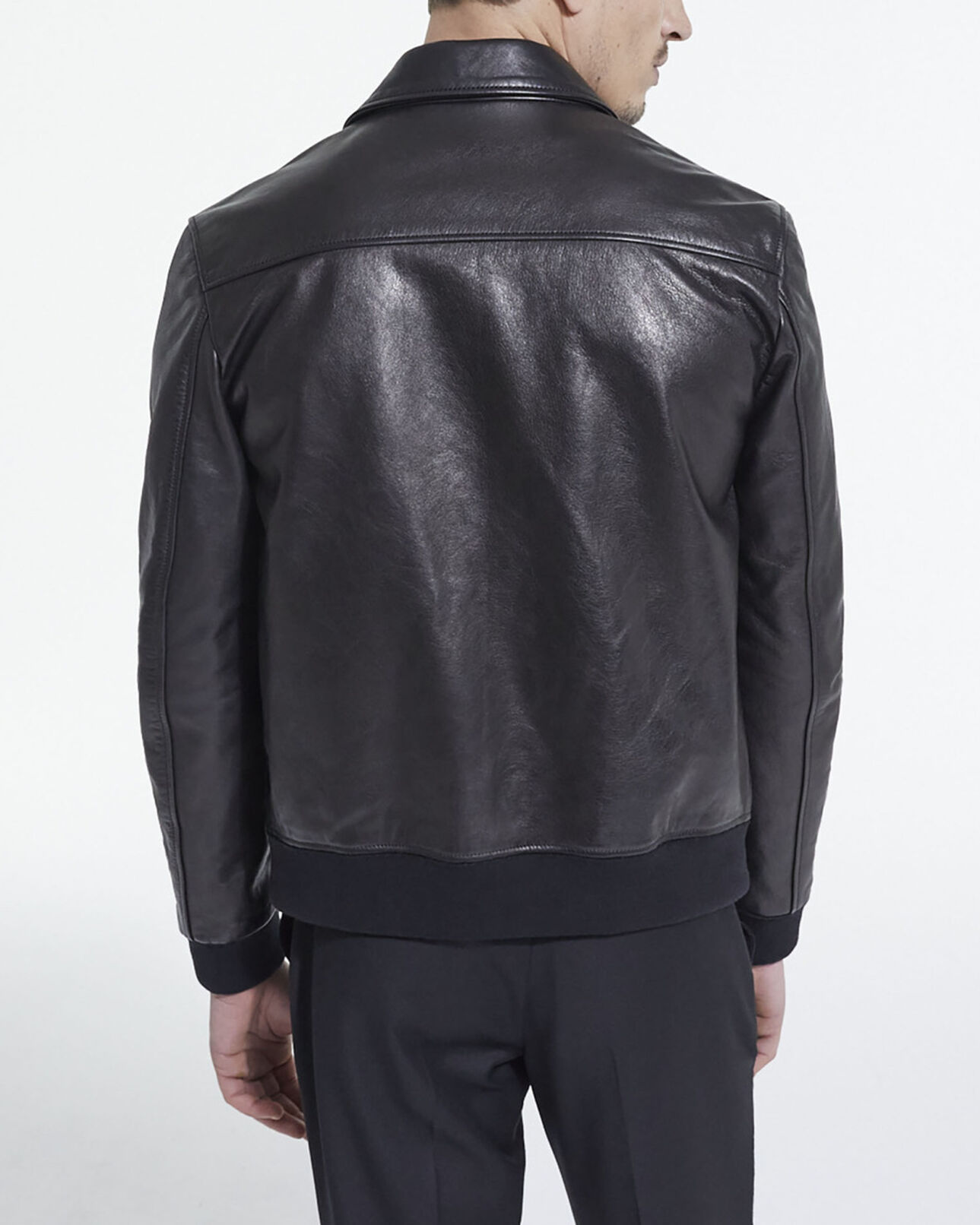 The Kooples MEN BLACK black leather jacket