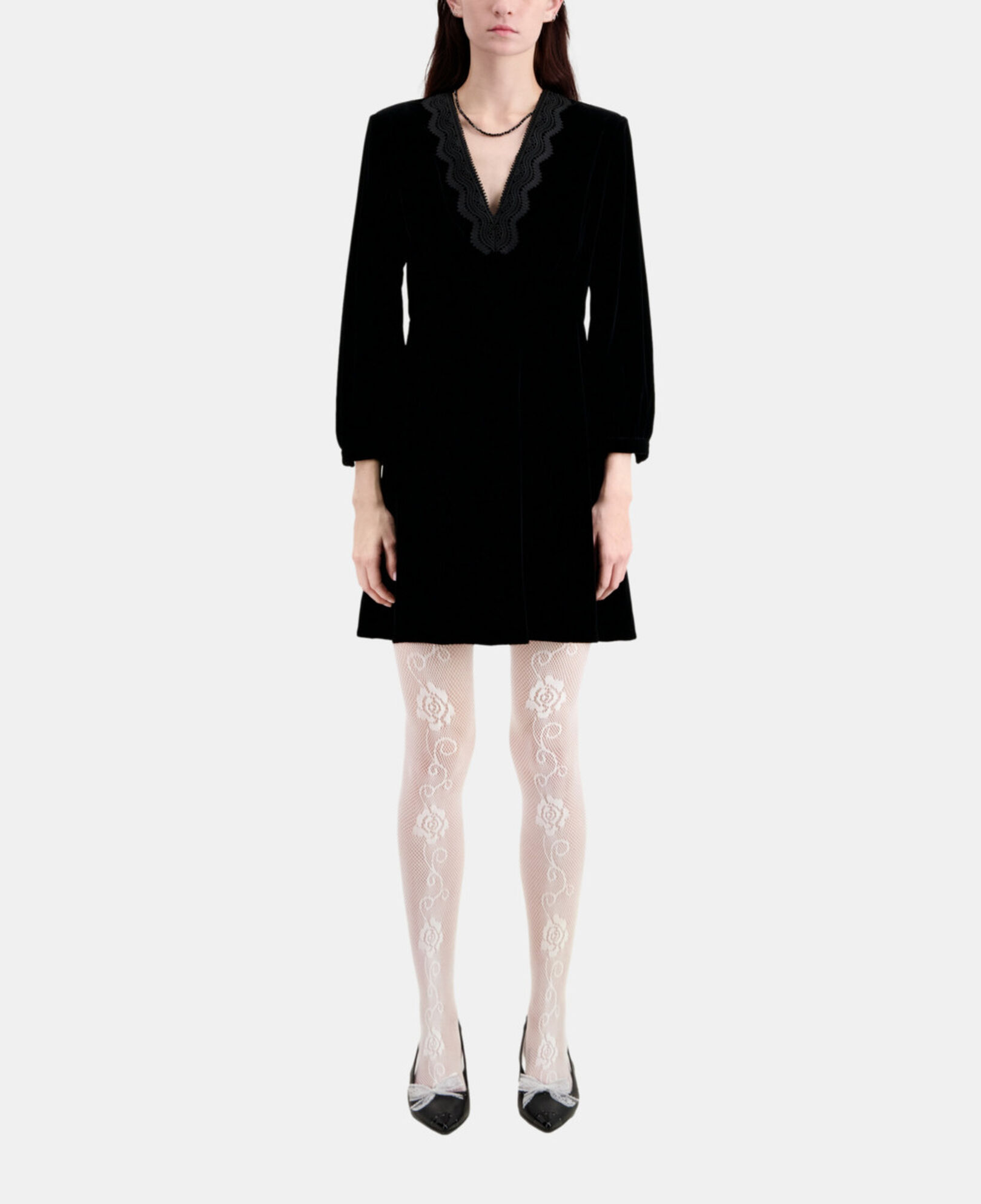 The Kooples MUJER BLACK vestido corto negro terciopelo
