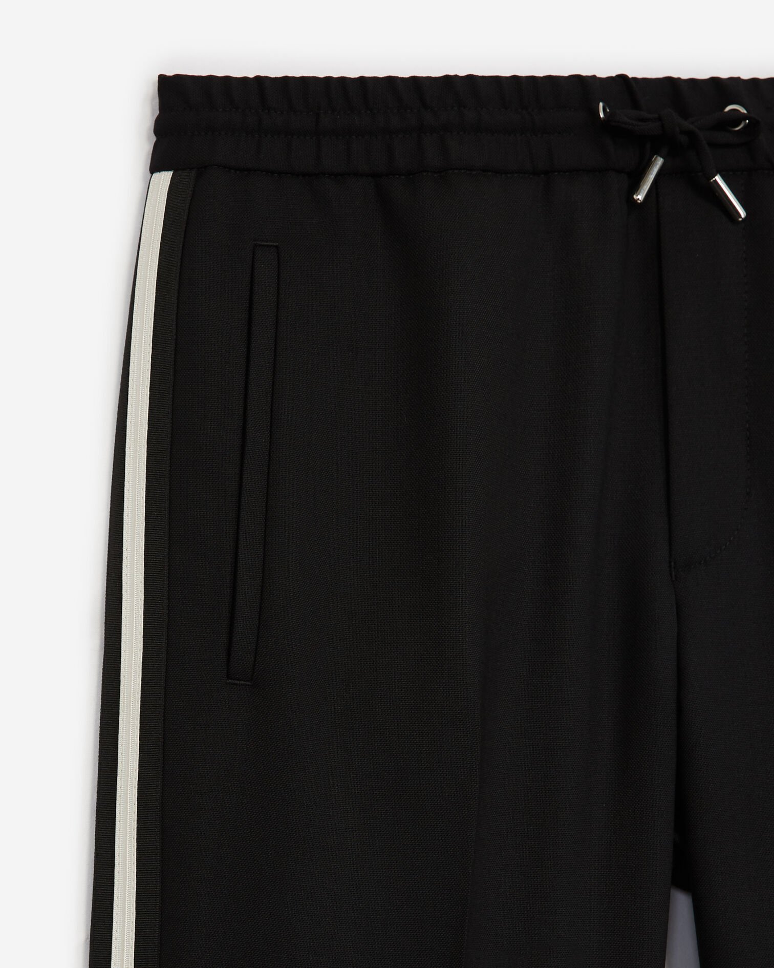 Pantalon laine noire et bande blanche, BLACK, hi-res image number null