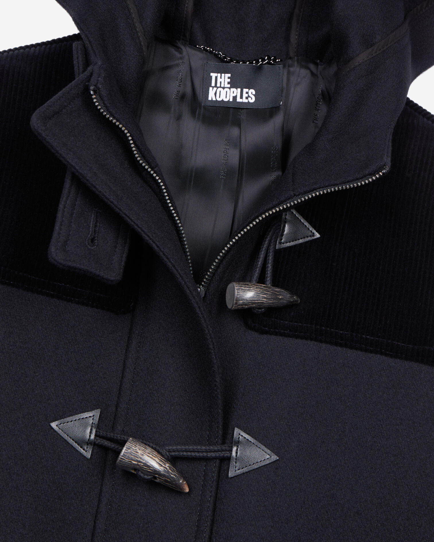 Black hooded pea coat, BLACK, hi-res image number null