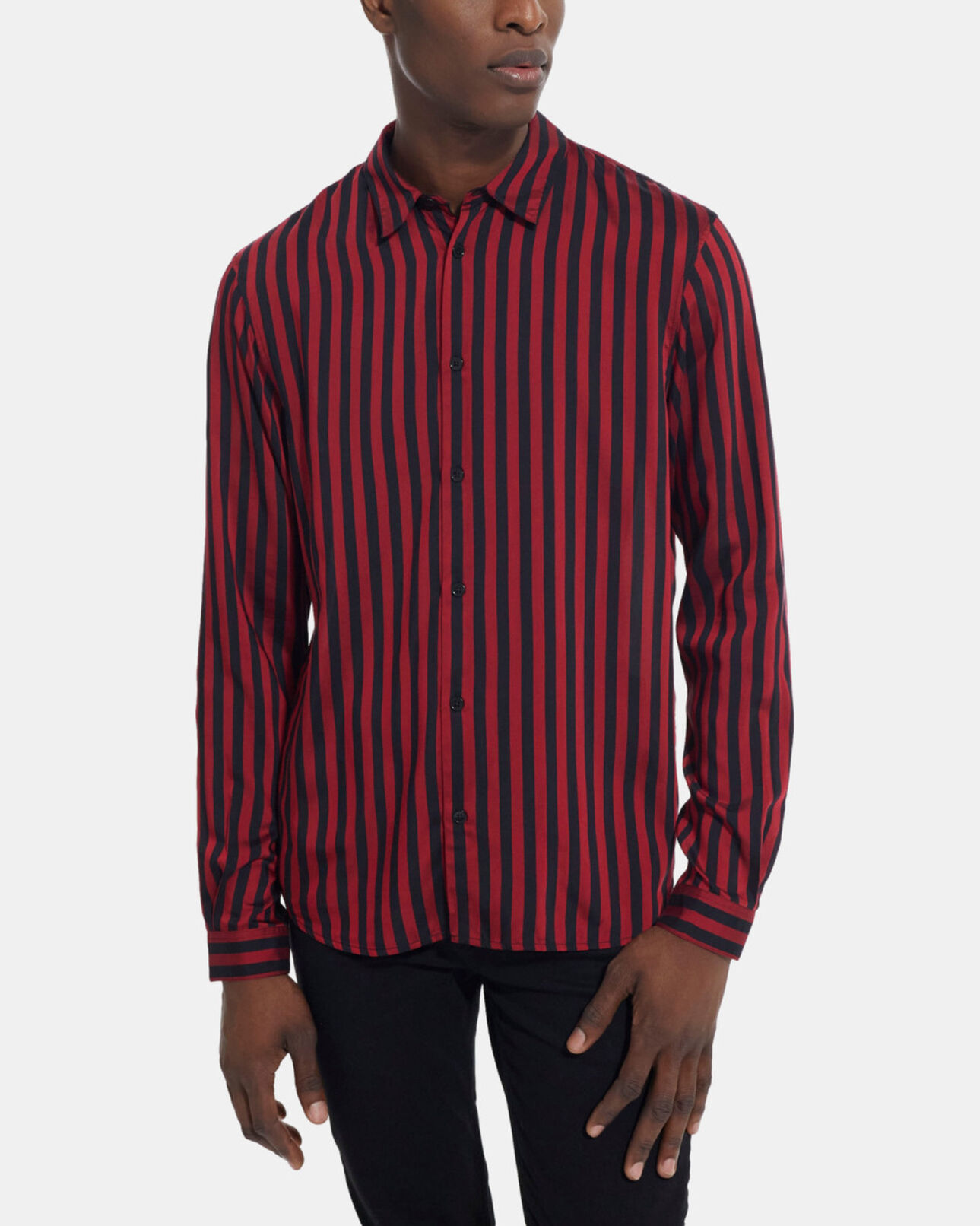 The Kooples HOMME RED / BLACK chemise col classique à rayures