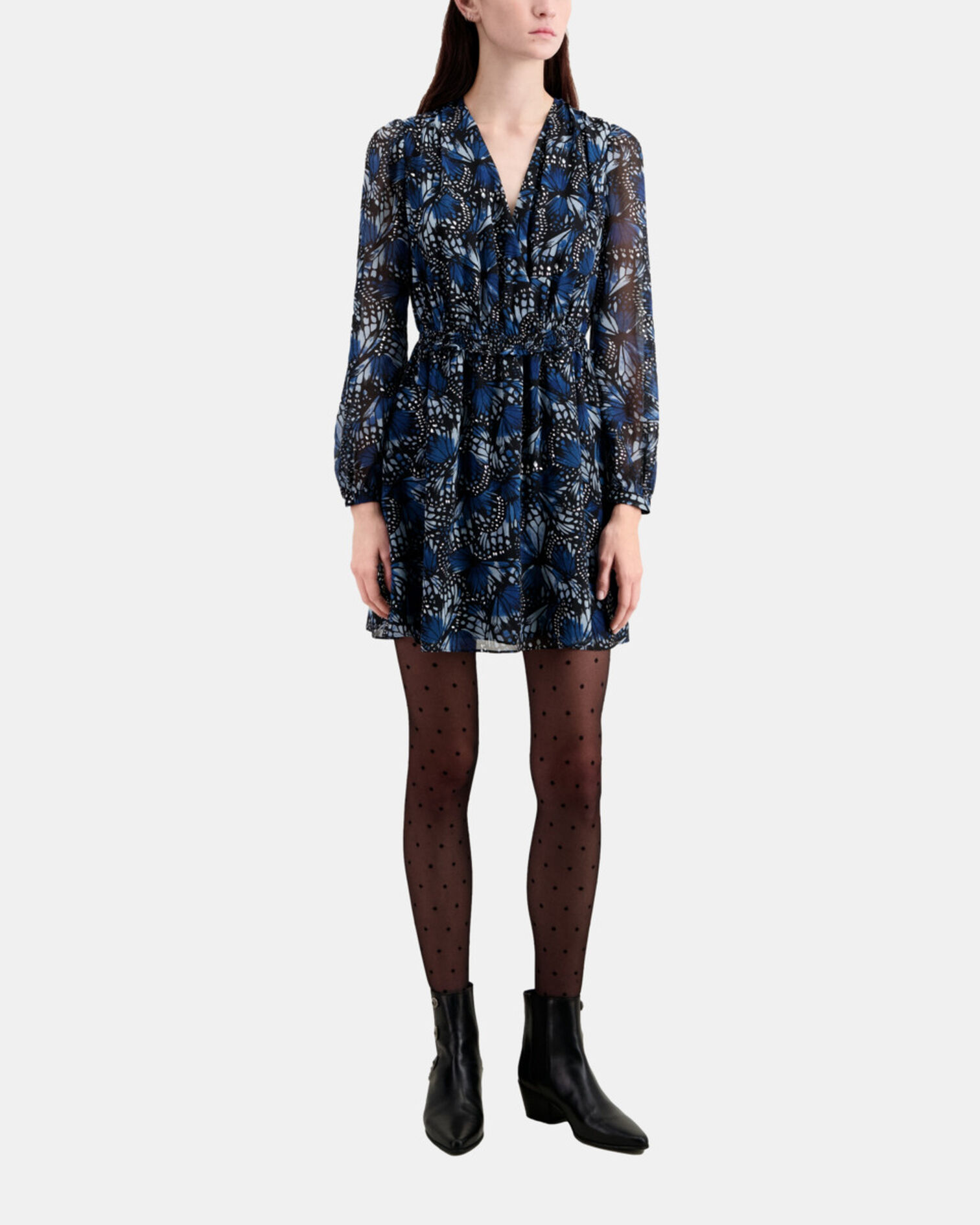 Kurzes Kleid mit Print, BLUE, hi-res image number null