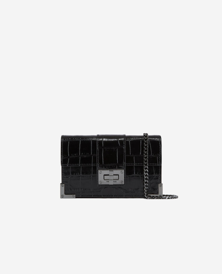The Kooples FEMME BLACK pochette emily small en cuir effet croco