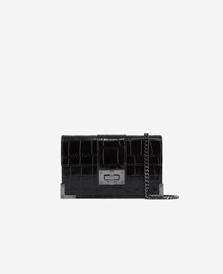 The Kooples FEMME BLACK pochette emily small en cuir effet croco