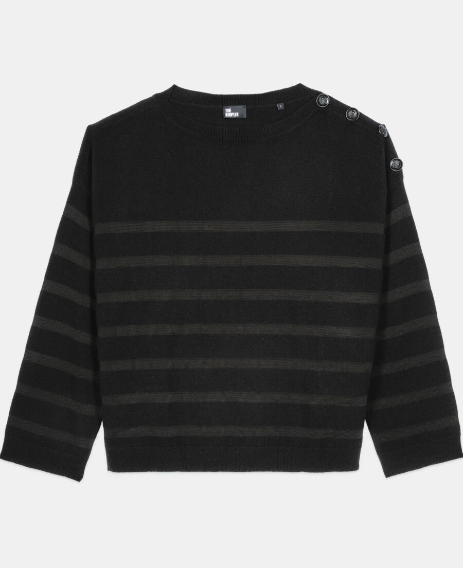 The Kooples FEMME BLACK pull en laine et cachemire à rayures