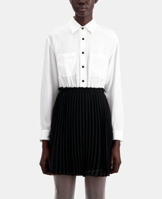 The Kooples FEMME BLACK WHITE robe courte plissée noire et blanche