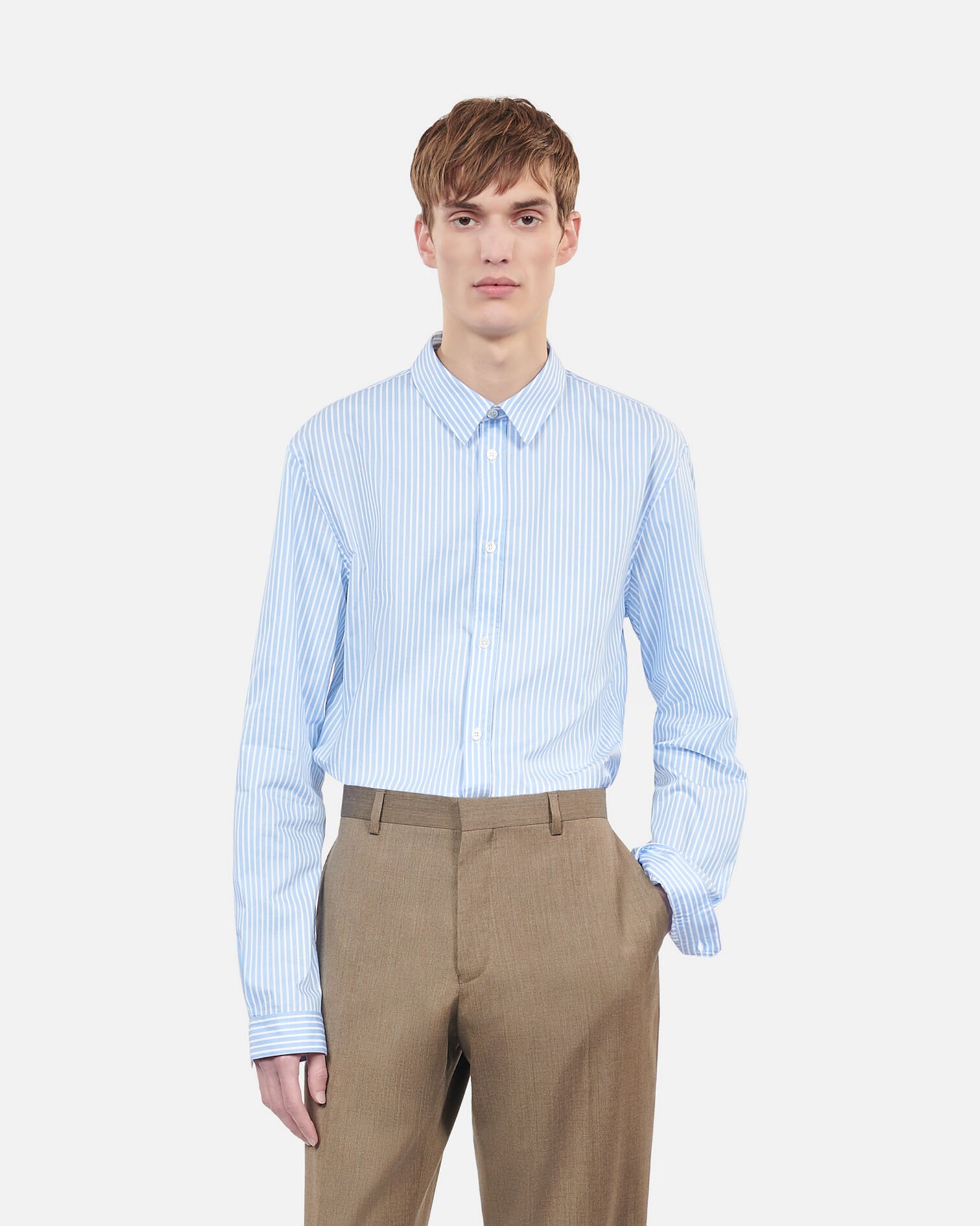 Formal striped shirt, BLUE WHITE, hi-res image number null