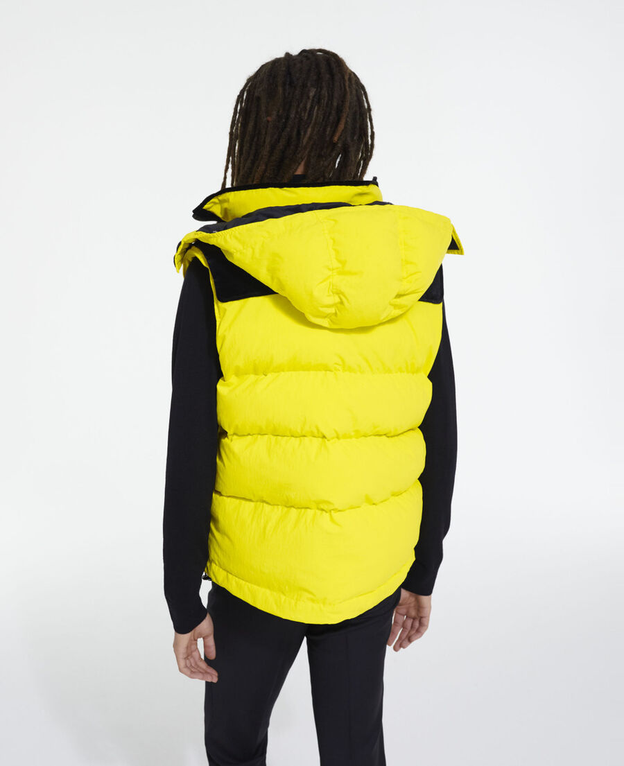 yellow sleeveless down jacket