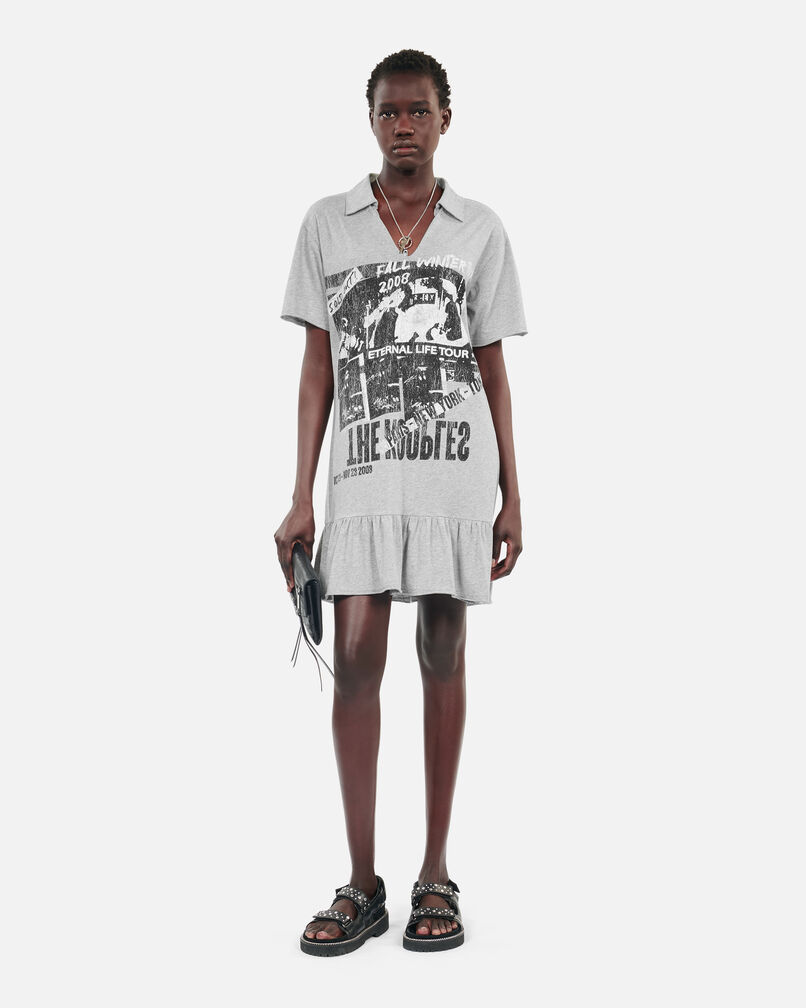 The Kooples WOMEN STONE GREY grey eternal life tour serigraphy t-shirt dress
