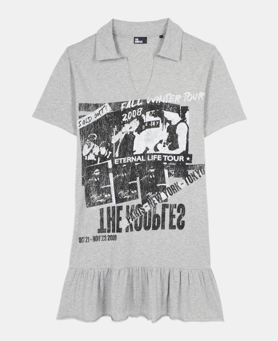 The Kooples WOMEN STONE GREY grey eternal life tour serigraphy t-shirt dress