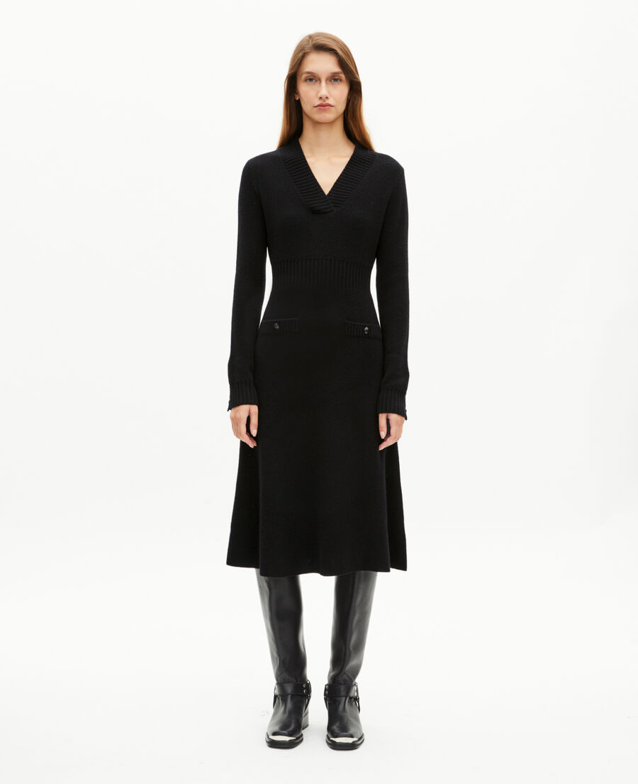 The Kooples F BLACK black wool maxi dress