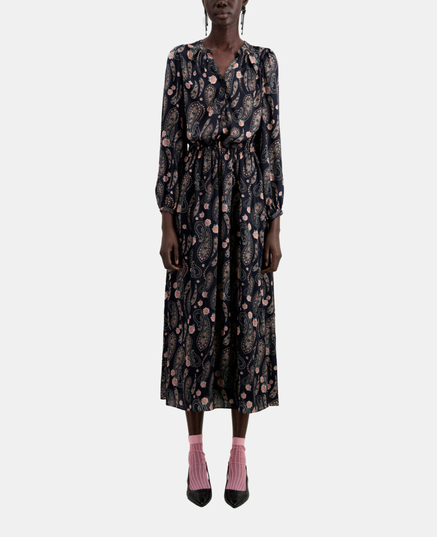 The Kooples WOMEN BLACK / PINK long printed dress