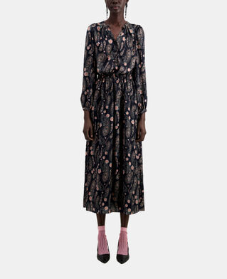 The Kooples WOMEN BLACK / PINK long printed dress
