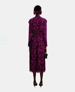 The Kooples DAMEN PINK langes kleid mit rüschen und print