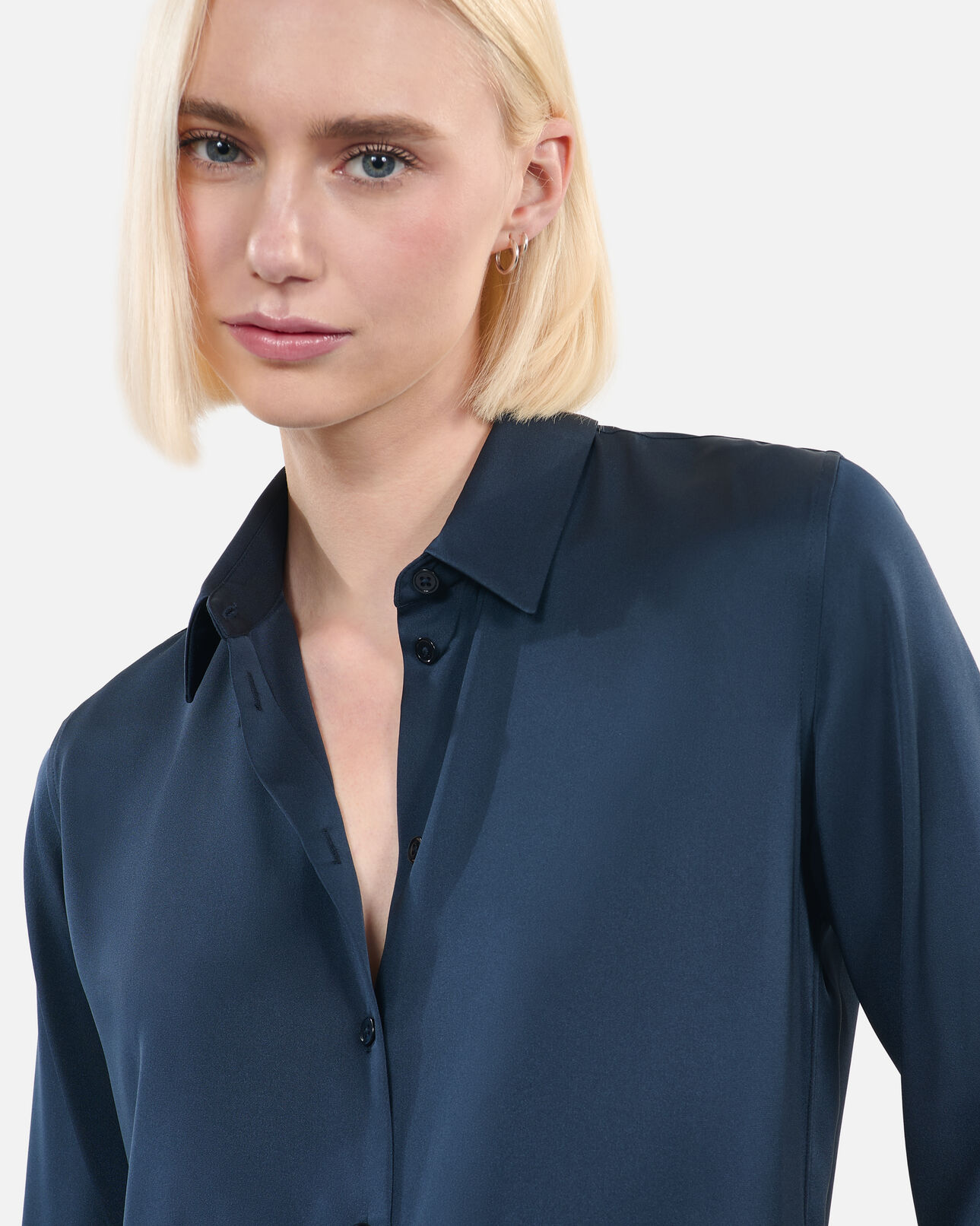 The Kooples WOMEN DARK NAVY navy blue silk shirt
