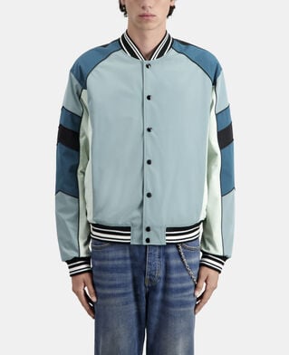 The Kooples HOMME CELADON blouson bleu et vert avec patchwork