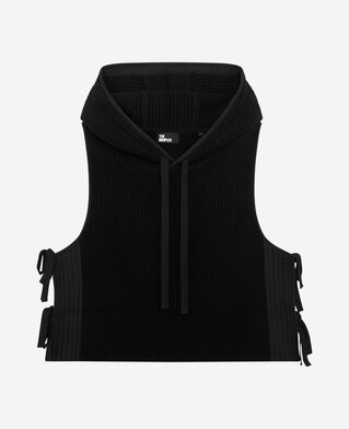 The Kooples F BLACK sleeveless sweater in black wool and cotton