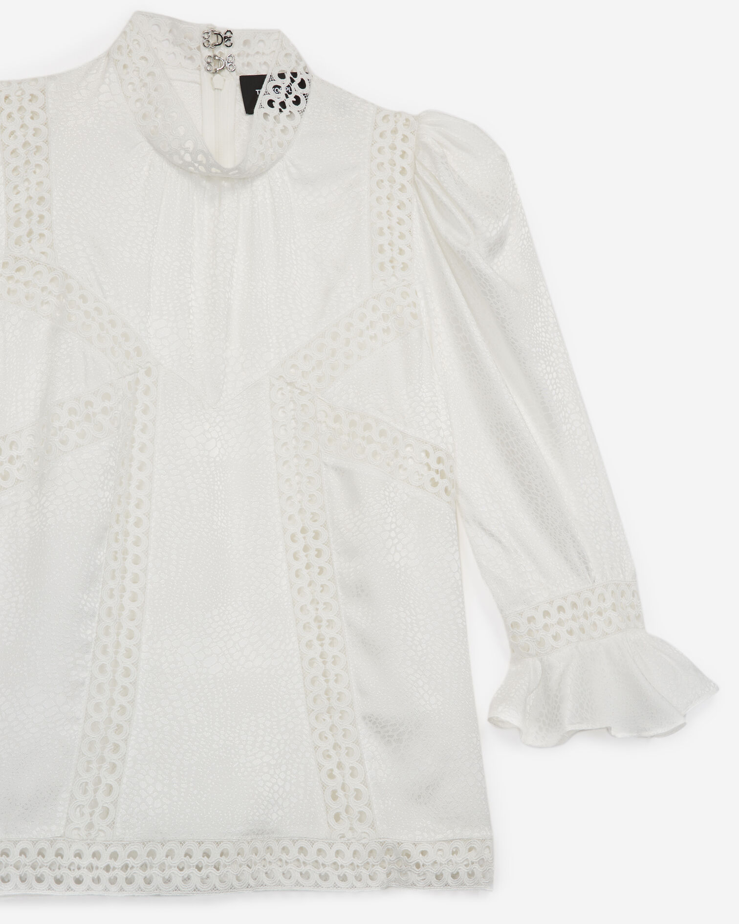 Long-sleeve ecru top with lace trims, ECRU, hi-res image number null