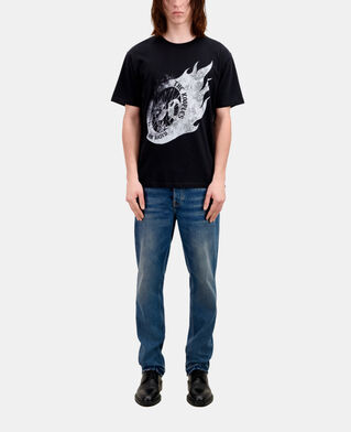 The Kooples HOMME BLACK t-shirt homme noir avec sérigraphie flaming wheel