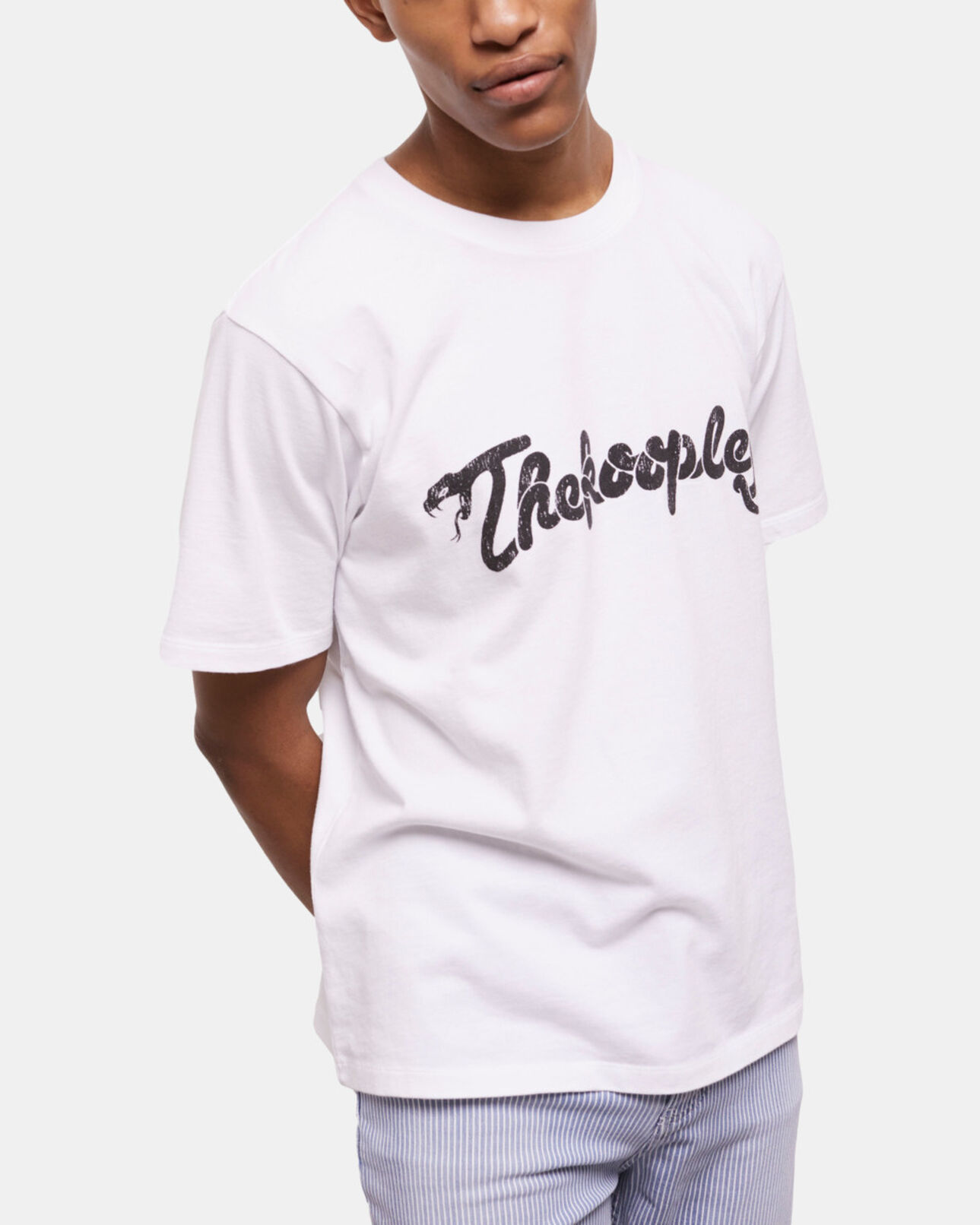 The Kooples MEN WHITE men's white t-shirt with snake logo print