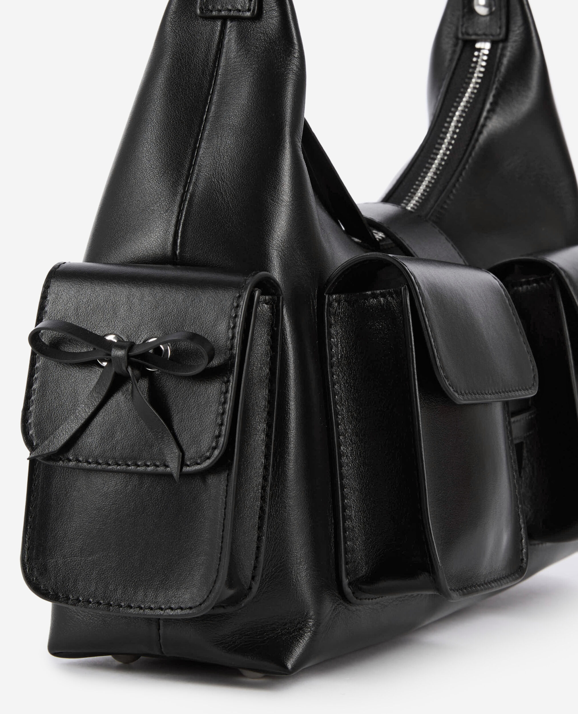 THE KOOPLES アメリア リボン レザーケース Black smooth leather Amelia bag | The Kooples US
