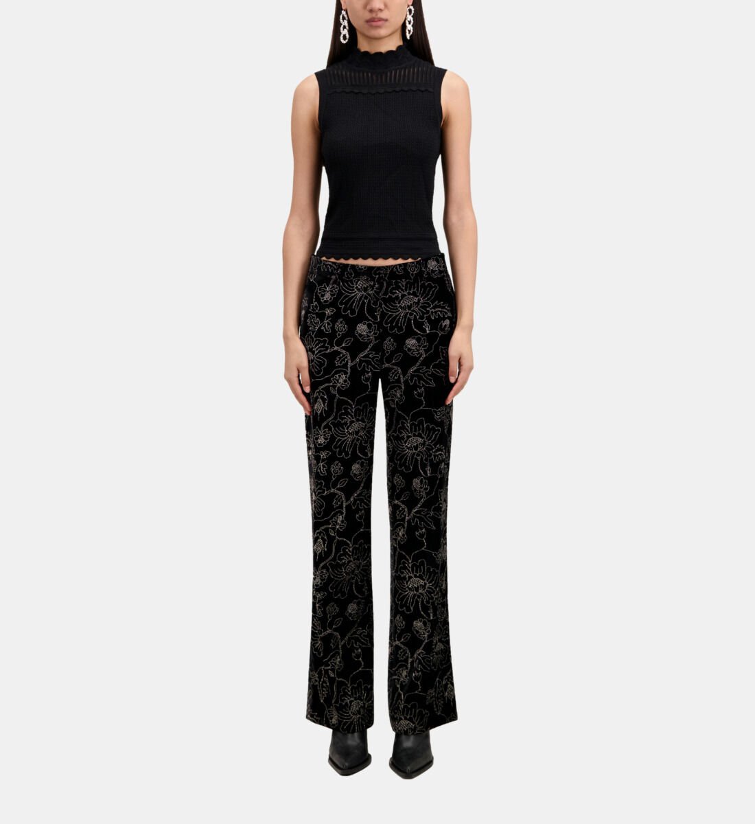 Black velvet suit trousers The Kooples US