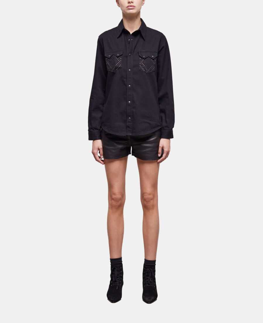 chemise détails studs noire