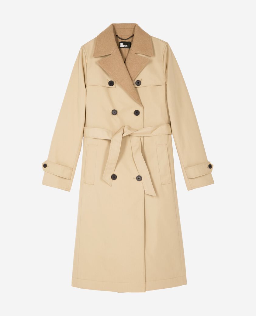 The Kooples FEMME LIGHT BEIGE manteau doubl&eacute; en laine m&eacute;lang&eacute;e beige