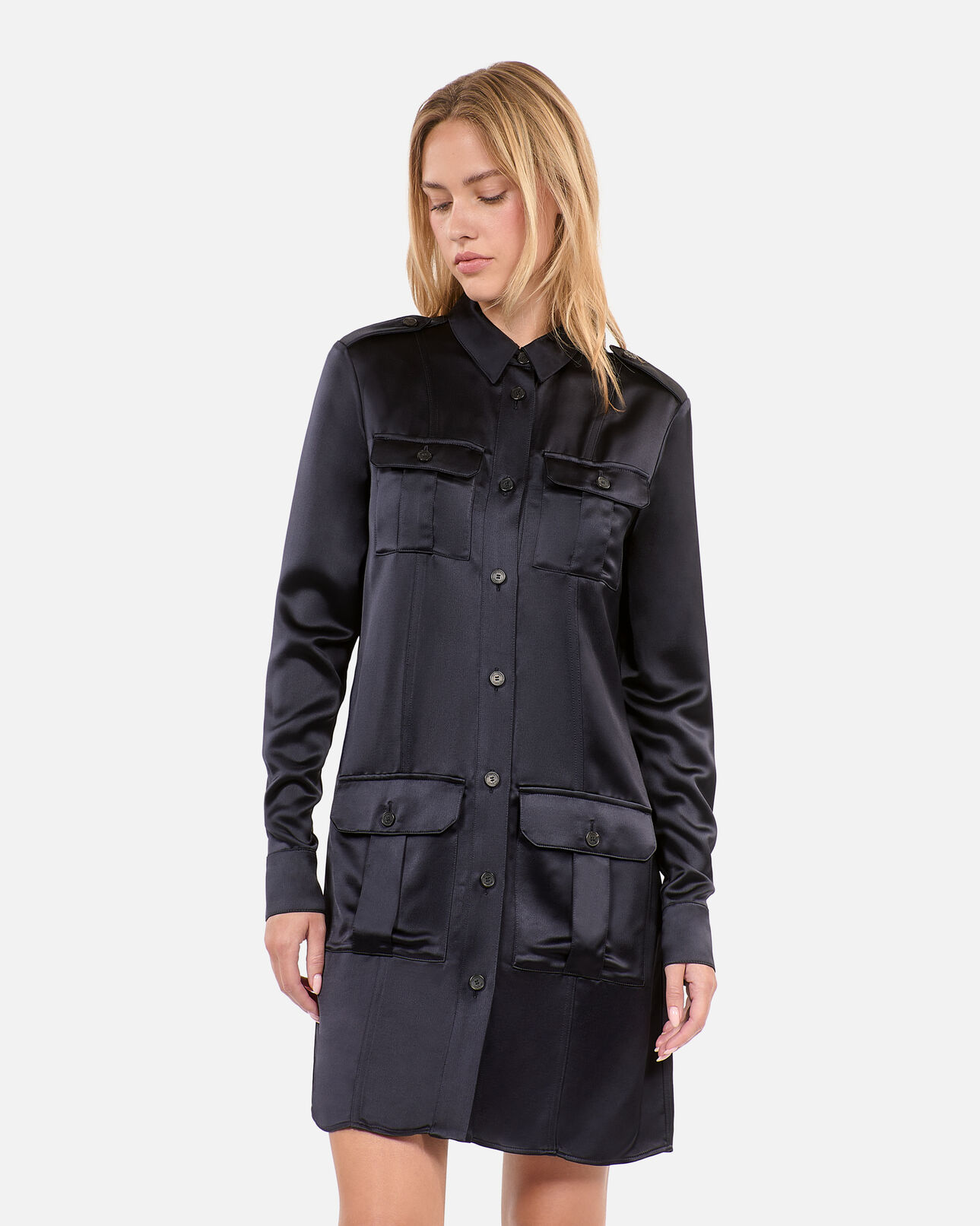 The Kooples FEMME NAVY robe saharienne courte bleu marine