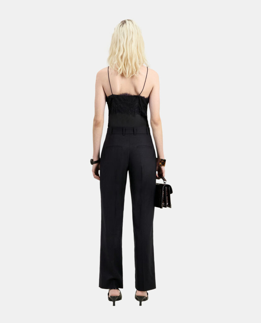 The Kooples FEMME BLACK pantalon à pinces noir en flanelle