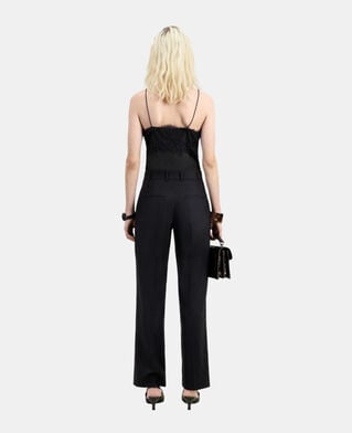The Kooples FEMME BLACK pantalon à pinces noir en flanelle