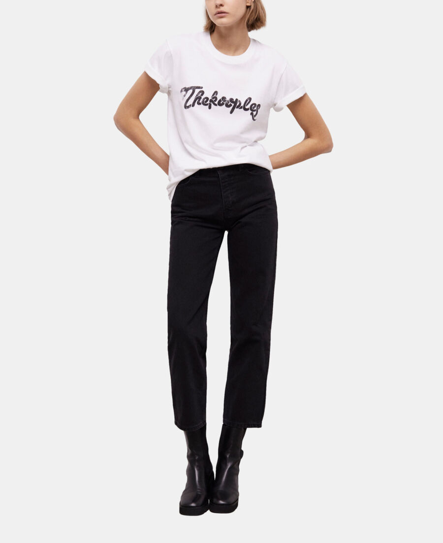 white t-shirt with snake logo print