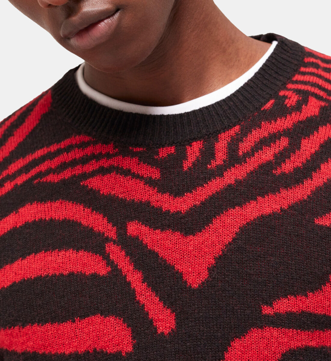 Red and deals black sweater