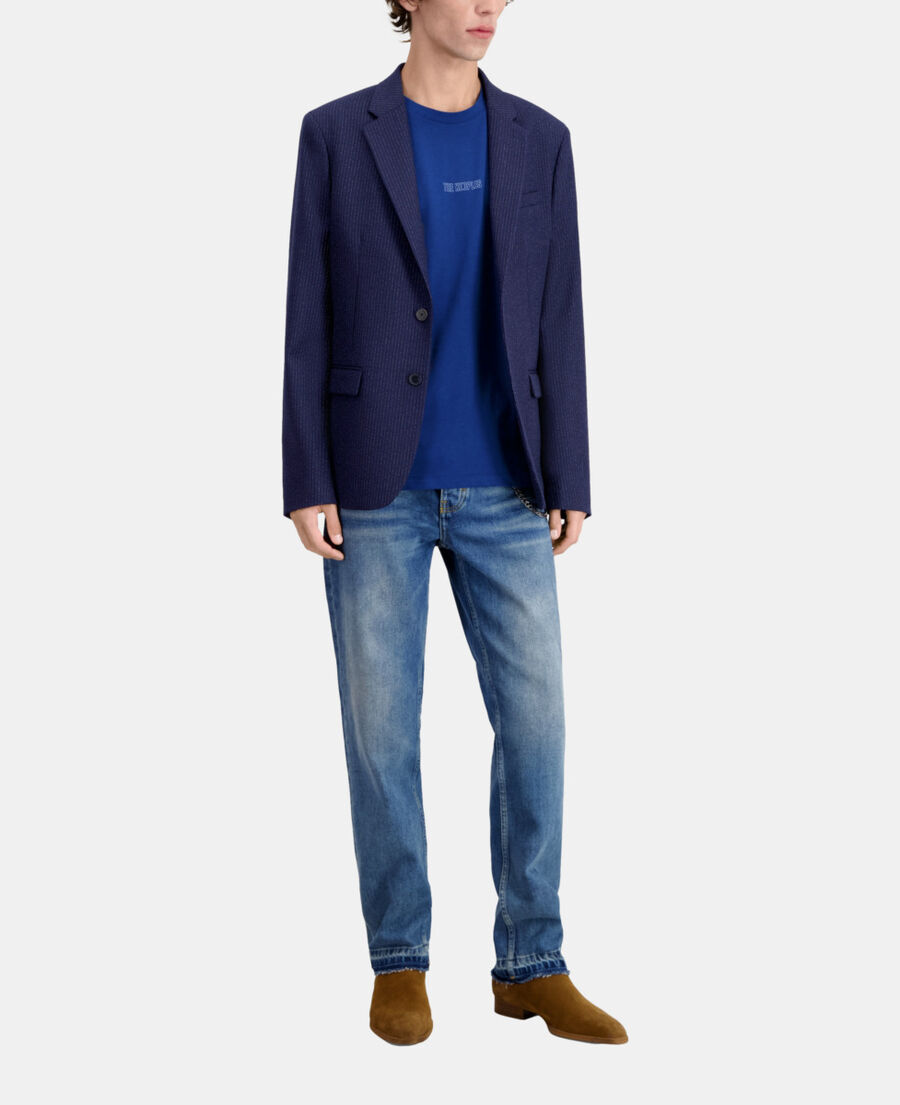 The Kooples HERREN NAVY / ECRU marineblaue anzugjacke aus wolle mit streifen